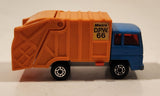 Vintage 1982 Lesney Matchbox Superfast No. 36 Colectomatic Refuse Truck Blue and Orange Garbage Pickup Die Cast Toy Car Vehicle with Sliding Compactor