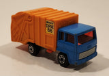 Vintage 1982 Lesney Matchbox Superfast No. 36 Colectomatic Refuse Truck Blue and Orange Garbage Pickup Die Cast Toy Car Vehicle with Sliding Compactor