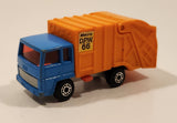 Vintage 1982 Lesney Matchbox Superfast No. 36 Colectomatic Refuse Truck Blue and Orange Garbage Pickup Die Cast Toy Car Vehicle with Sliding Compactor