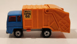Vintage 1982 Lesney Matchbox Superfast No. 36 Colectomatic Refuse Truck Blue and Orange Garbage Pickup Die Cast Toy Car Vehicle with Sliding Compactor
