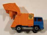 Vintage 1982 Lesney Matchbox Superfast No. 36 Colectomatic Refuse Truck Blue and Orange Garbage Pickup Die Cast Toy Car Vehicle with Sliding Compactor