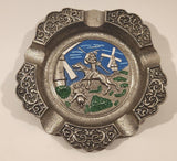 Vintage Dutch Knight with Windmills Enamel Metal Cigarette Ashtray