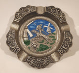 Vintage Dutch Knight with Windmills Enamel Metal Cigarette Ashtray