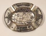 Vintage Souvenir of Canada Engraved Map and Landmarks Metal Cigarette Ashtray