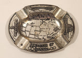 Vintage Souvenir of Canada Engraved Map and Landmarks Metal Cigarette Ashtray