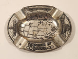 Vintage Souvenir of Canada Engraved Map and Landmarks Metal Cigarette Ashtray