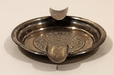 Vintage Mexican Mayan Calendar Two Slot .925 Sterling Silver Metal Cigarette Ashtray