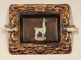 Vintage Peru Peruvian Incan Alpaca Copper and Silver Metal Cigarette Ashtray