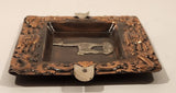 Vintage Peru Peruvian Incan Alpaca Copper and Silver Metal Cigarette Ashtray
