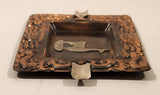 Vintage Peru Peruvian Incan Alpaca Copper and Silver Metal Cigarette Ashtray