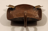 Vintage Oravo Two Slot Hammered Copper Metal Cigarette Ashtray with Handle