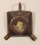 Vintage Oravo Two Slot Hammered Copper Metal Cigarette Ashtray with Handle