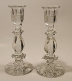 Vintage 7" Tall Heavy Crystal Glass Candle Holders Set of 2 (1 chipped)