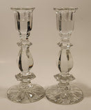 Vintage 7" Tall Heavy Crystal Glass Candle Holders Set of 2 (1 chipped)