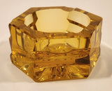 Vintage Hexagon Orange Amber Glass Cigarette Ashtray