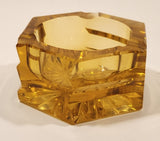 Vintage Hexagon Orange Amber Glass Cigarette Ashtray