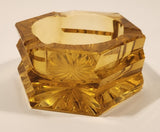Vintage Hexagon Orange Amber Glass Cigarette Ashtray