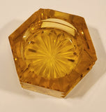 Vintage Hexagon Orange Amber Glass Cigarette Ashtray