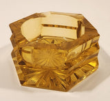 Vintage Hexagon Orange Amber Glass Cigarette Ashtray