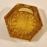Vintage Hexagon Orange Amber Glass Cigarette Ashtray