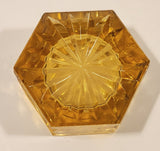 Vintage Hexagon Orange Amber Glass Cigarette Ashtray