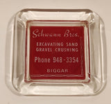 Vintage Schwann Bros. Excavating Sand Gravel Crushing Biggar Saskatchewan Glass Ashtray
