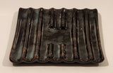 Vintage Curved Slotted Pottery Drip Glaze Ashtray Dish