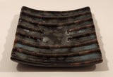 Vintage Curved Slotted Pottery Drip Glaze Ashtray Dish