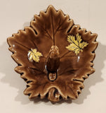 Vintage 1951 Shafford Canadian Beaver Brown Maple Leaf Shaped Hand Decorated Ceramic Ashtray Nut Dish Made in England