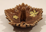 Vintage 1951 Shafford Canadian Beaver Brown Maple Leaf Shaped Hand Decorated Ceramic Ashtray Nut Dish Made in England
