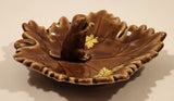 Vintage 1951 Shafford Canadian Beaver Brown Maple Leaf Shaped Hand Decorated Ceramic Ashtray Nut Dish Made in England