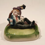 Vintage Hobo Drunk Laying with Lamp Post Ceramic Ashtray Made in Japan