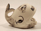 Vintage Aloha Hawaii White Whale Shaped Hand Made Glazed Ceramic Ashtray Made in Hawaii