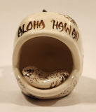 Vintage Aloha Hawaii White Whale Shaped Hand Made Glazed Ceramic Ashtray Made in Hawaii