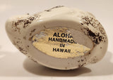 Vintage Aloha Hawaii White Whale Shaped Hand Made Glazed Ceramic Ashtray Made in Hawaii