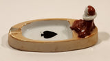 Vintage TA Tashiro Shoten Harlequin Clown with Black Poker Cards Spade Peach Lustreware Porcelain Cigarette Ashtray Made Japan