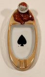 Vintage TA Tashiro Shoten Harlequin Clown with Black Poker Cards Spade Peach Lustreware Porcelain Cigarette Ashtray Made Japan