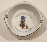Vintage Designers Collection Holly Hobbie Blue Girl Genuine Porcelain Cigarette Ashtray Made Japan