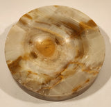 Vintage Round Heavy Onyx Stone Ashtray