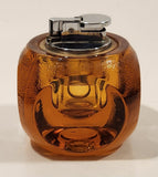Vintage 1960s Rounded Cube Heavy Amber Orange Glass Table Lighter