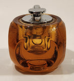 Vintage 1960s Rounded Cube Heavy Amber Orange Glass Table Lighter