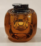 Vintage 1960s Rounded Cube Heavy Amber Orange Glass Table Lighter