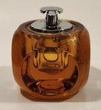 Vintage 1960s Rounded Cube Heavy Amber Orange Glass Table Lighter