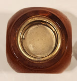Vintage 1960s Rounded Cube Heavy Amber Orange Glass Table Lighter