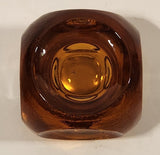 Vintage 1960s Rounded Cube Heavy Amber Orange Glass Table Lighter