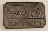 Vintage Marlboro Tobacco Post Office Railroad Express Horse Drawn Stage Coach Embossed Metal Belt Buckle