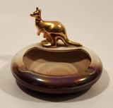 Vintage Wembley Quality Ware Gold Kangaroo Cream and Brown Lustreware Ceramic Ashtray Made in Australia