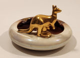 Vintage Wembley Quality Ware Gold Kangaroo Cream and Brown Lustreware Ceramic Ashtray Made in Australia