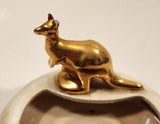 Vintage Wembley Quality Ware Gold Kangaroo Cream and Brown Lustreware Ceramic Ashtray Made in Australia