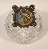 Vintage Ornate Brass Footed Pedestal Pinwheel Crystal Glass Bowl